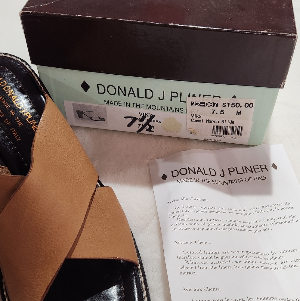 Donald J Pliner Vicky Camel Nappa Leather Slide-In Sandals, Size 7.5 - Picture 11 of 11